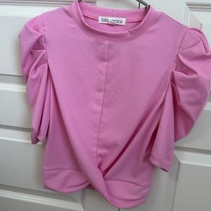 Pink ruffled sleeves top